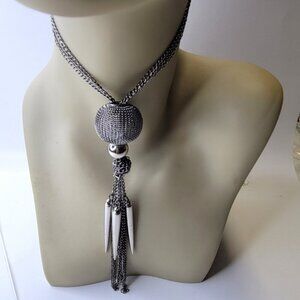 Black Charms and Mesh Ball Long Necklace